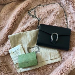 GUCCI DIONYSUS MINI LEATHER CHAIN WALLET